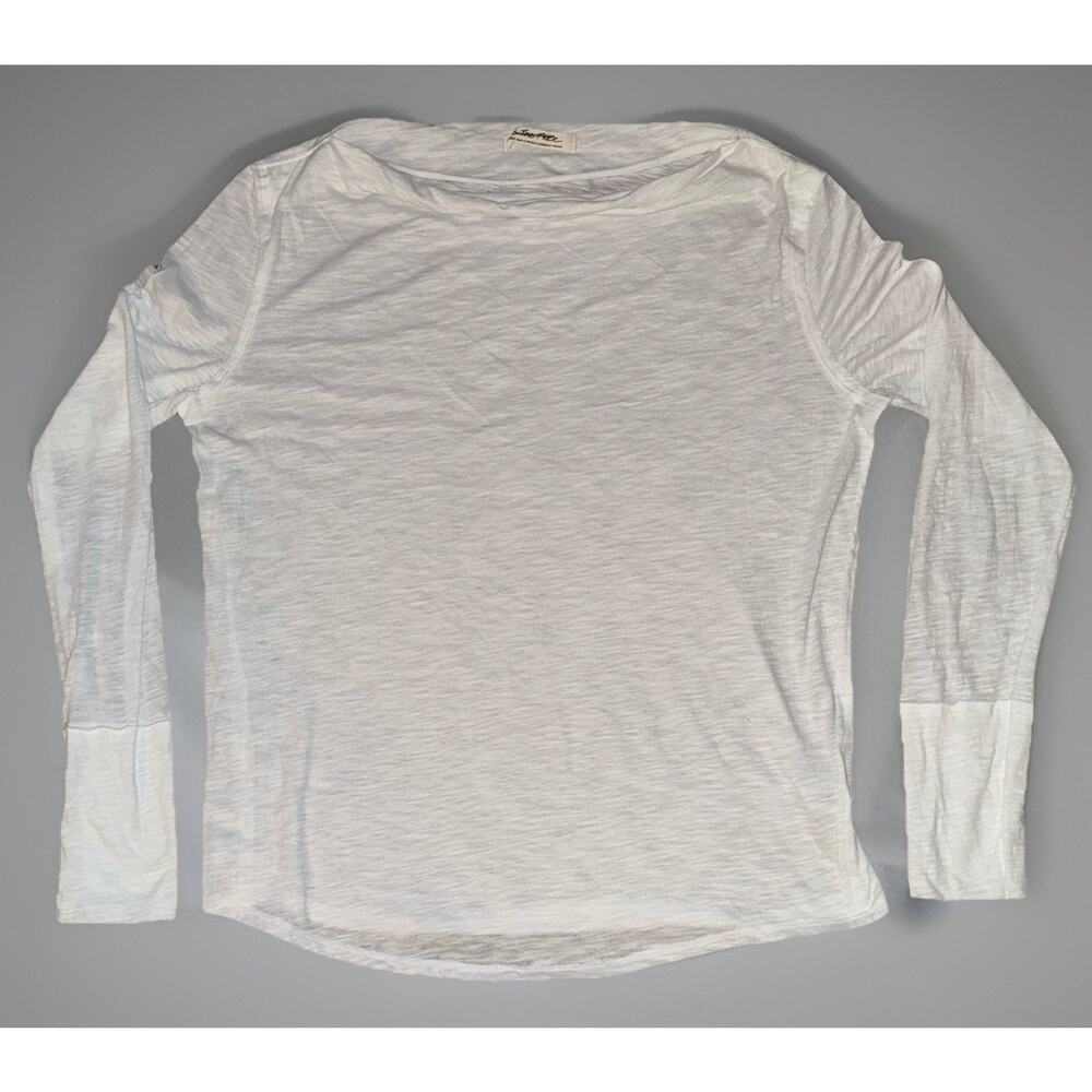 We The Free | Free People Top White Astrid Burnout Tee Shirt Long Sleeve Small